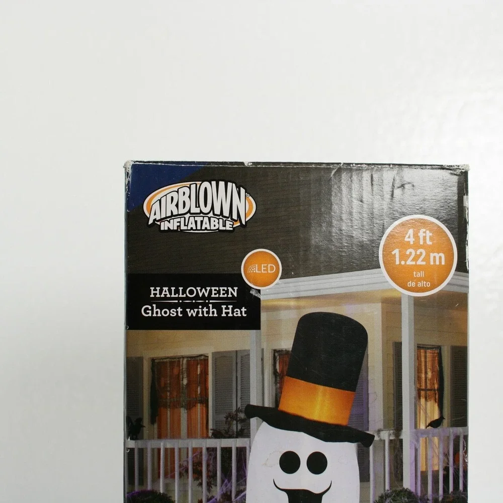 Gemmy Airblown Inflatable Halloween Lights Up Ghost with Hat